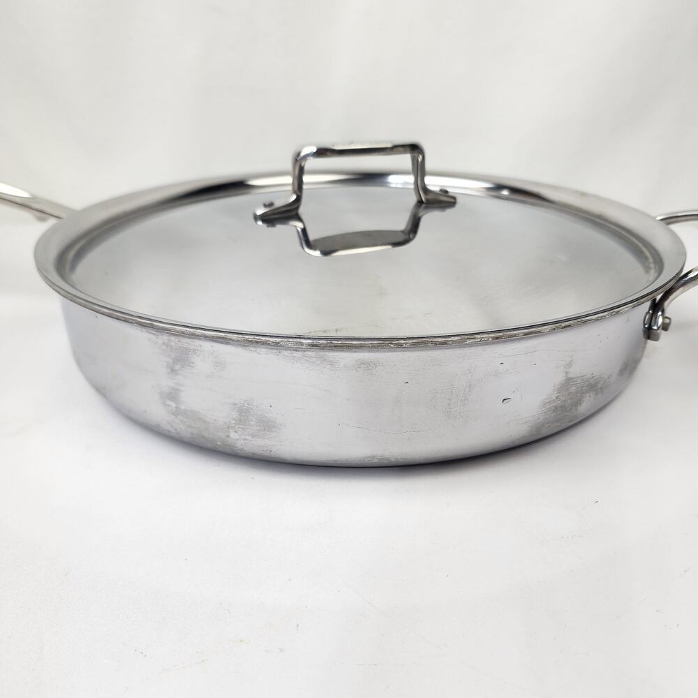 All Clad 6qt Skillet Saute Frying Pan With Lid 13" Stainless Steel Double Handle - Picture 11 of 12